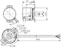 Габаритные размеры инкрементального энкодера Autonics серии E40HB