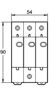 Габаритные размеры устройств защиты от импульсных перенапряжений Easy9: 3P