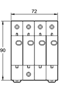 Габаритные размеры устройств защиты от импульсных перенапряжений Easy9: 3P+N