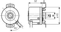 Габаритные размеры инкрементального энкодера Autonics серии E40H