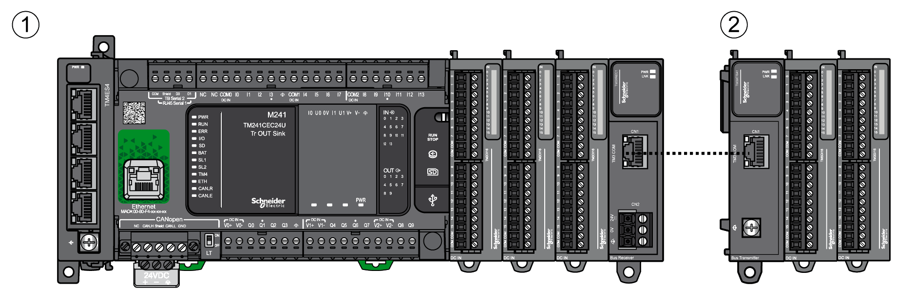 Архитектура modicon M241 BUS TM3