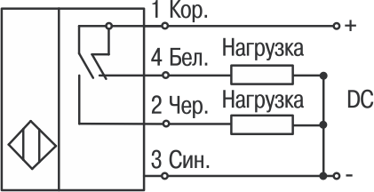 Нажмите для увеличения Четырехпроводные, PNP, NO+NC LK/LKF•M-•.•P4.U1.K